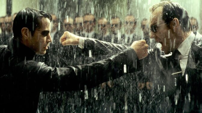 Keanu Reeves och Hugo Weaving i "The Matrix Revolutions".