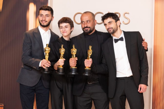 Basel Adra, Rachel Szor, Hamdan Ballal och Yuval Abraham