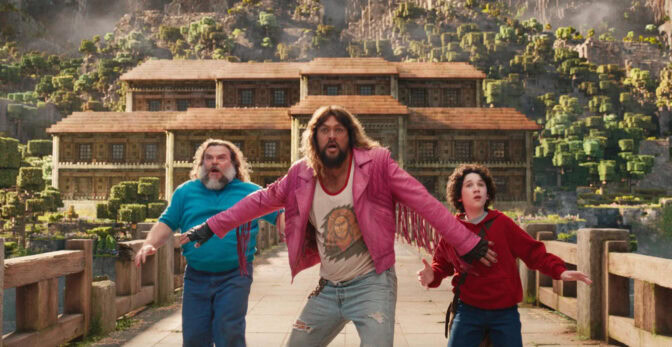 Jack Black, Jason Momoa och Sebastian Hansen i "Minecraft"-filmen.